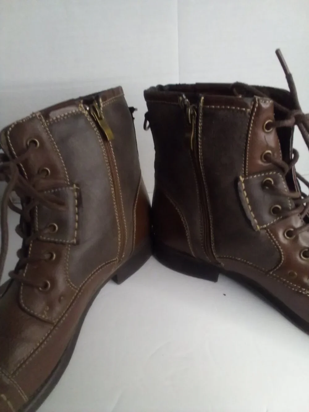 Steve Madden Boots Men 11.5 M Lace Up Zipper Leather Ankle